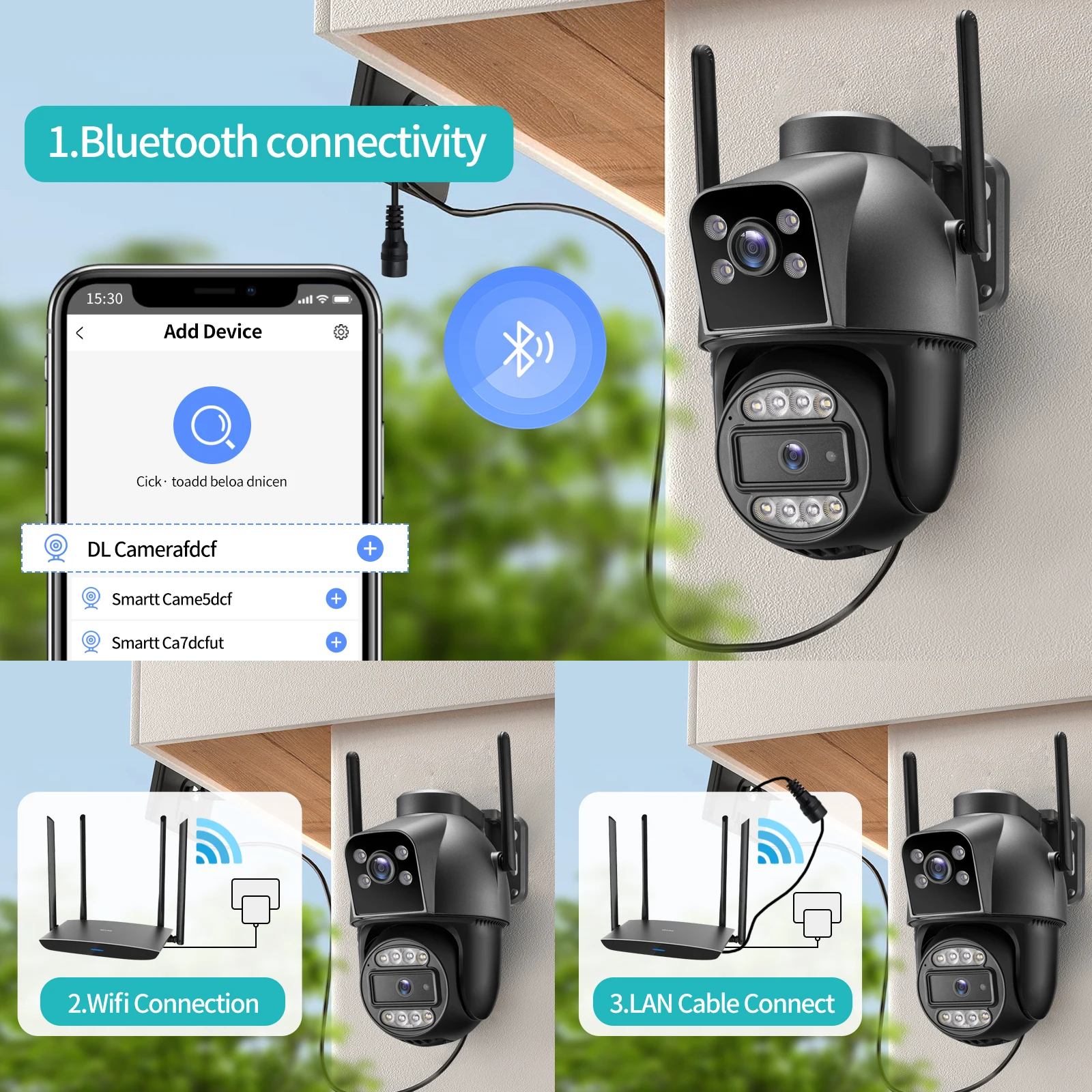 Gadinan 8MP 4K PTZ WiFi IP Camera Dual Lens Security Protection Screen Color Night Vision Auto Tracking CCTV Video Surveillance