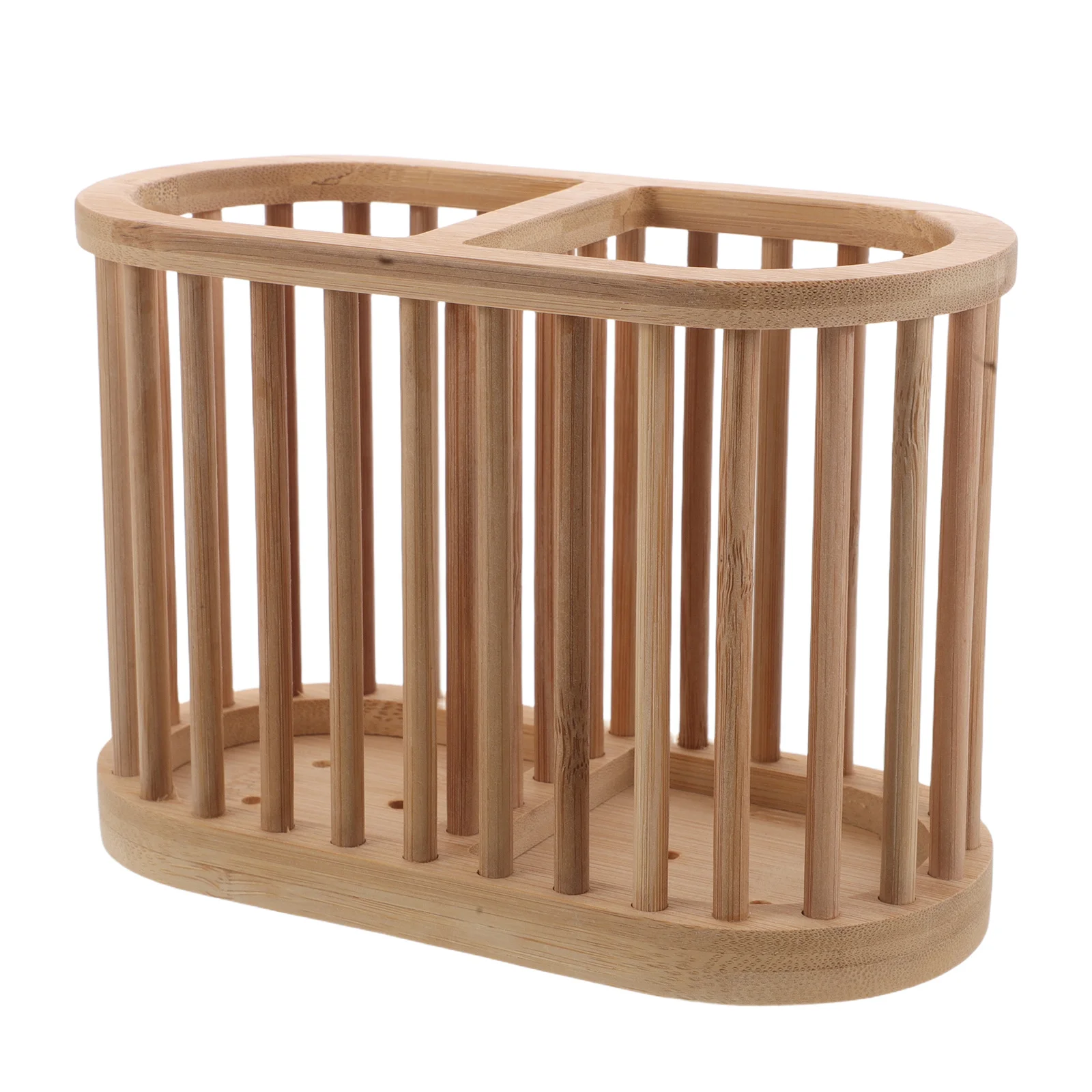 

Bamboo Cutlery Tray Hollow Out Design Utensil Holder For Countertop Quick Dry Spoon Fork Storage Basket Kitchen Tool