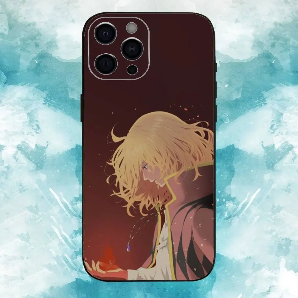 H-Howls Movendo C-Castle Capa de telefone fofa para iPhone17,16,15,14,13,12,11 Plus,Pro Max Soft Black Cover