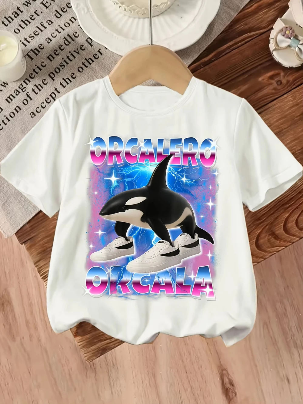 

Girls Italian Brainrot Orcalero Orcala Print Shark Funny T-Shirt Cotton Tees Short Sleeve Children T-shirts Summer Baby T-shirt