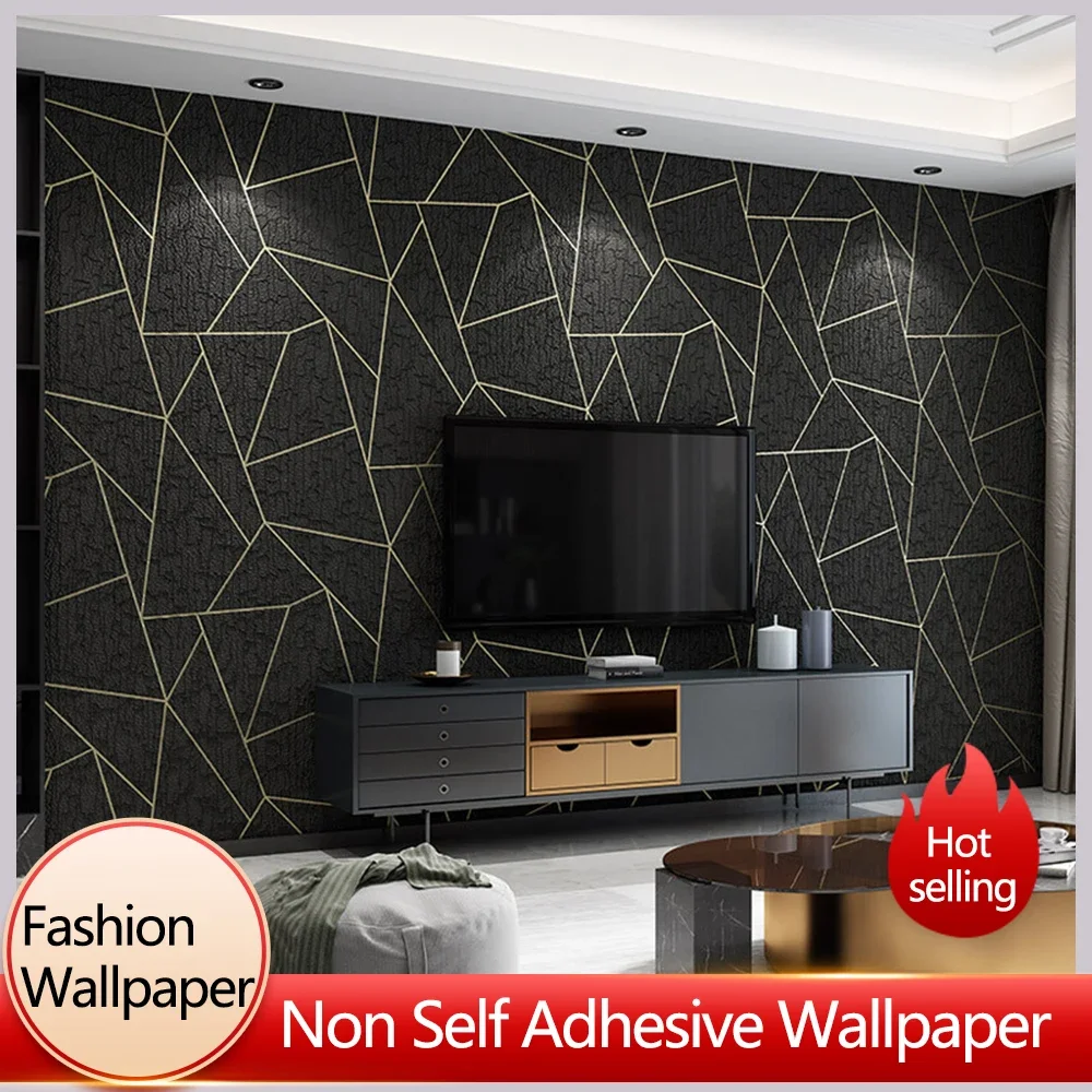 Modern Minimalist Imitation Deer Skin Velvet Thickened Wallpaper Fashionable Geometric Graphics Living Room Decoration Wallpaper