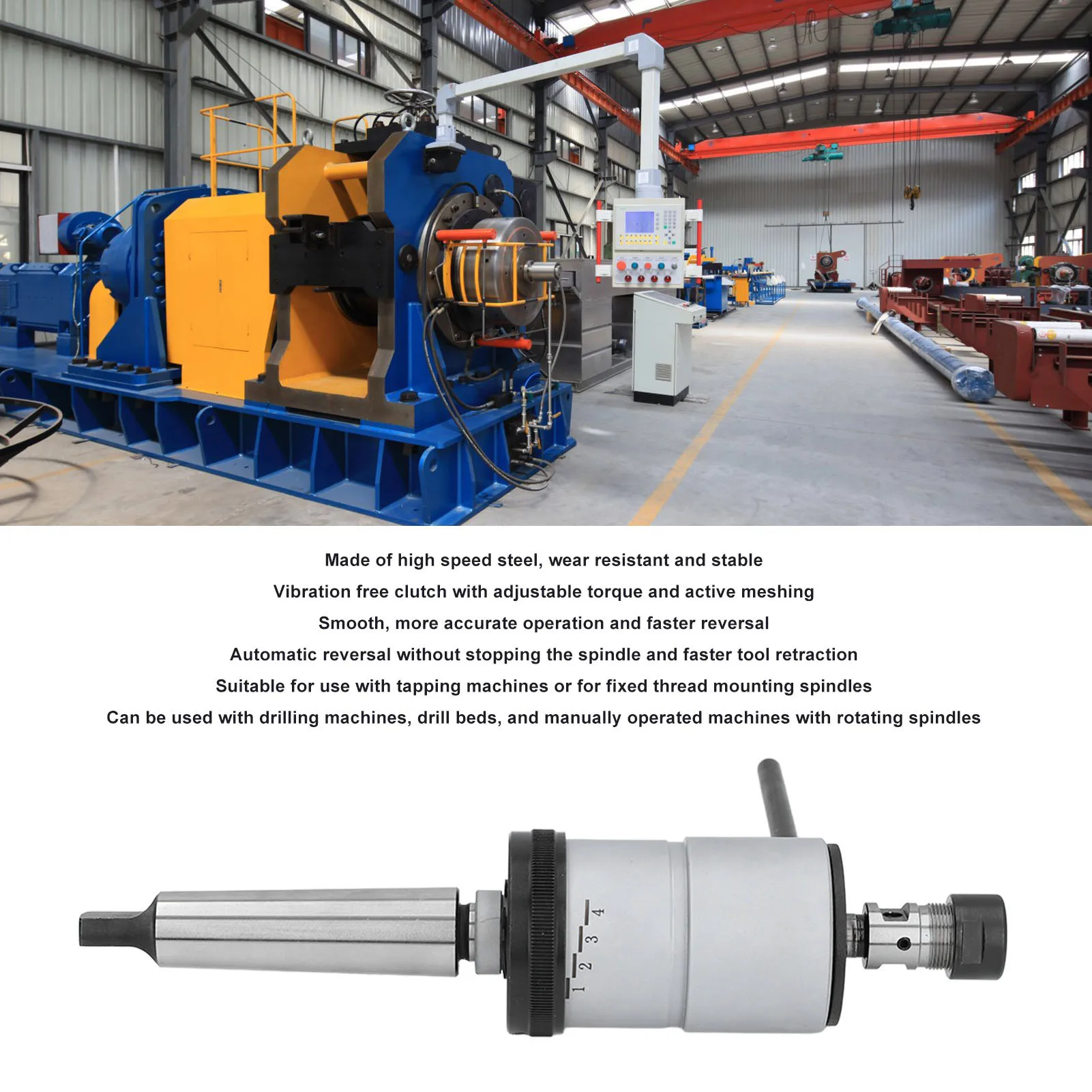 

J46 Reversible Tapping Set Self Reversing Tapping Head High Speed Steel Adjustable with 2MT 3MT Shanks for Drilling Machines