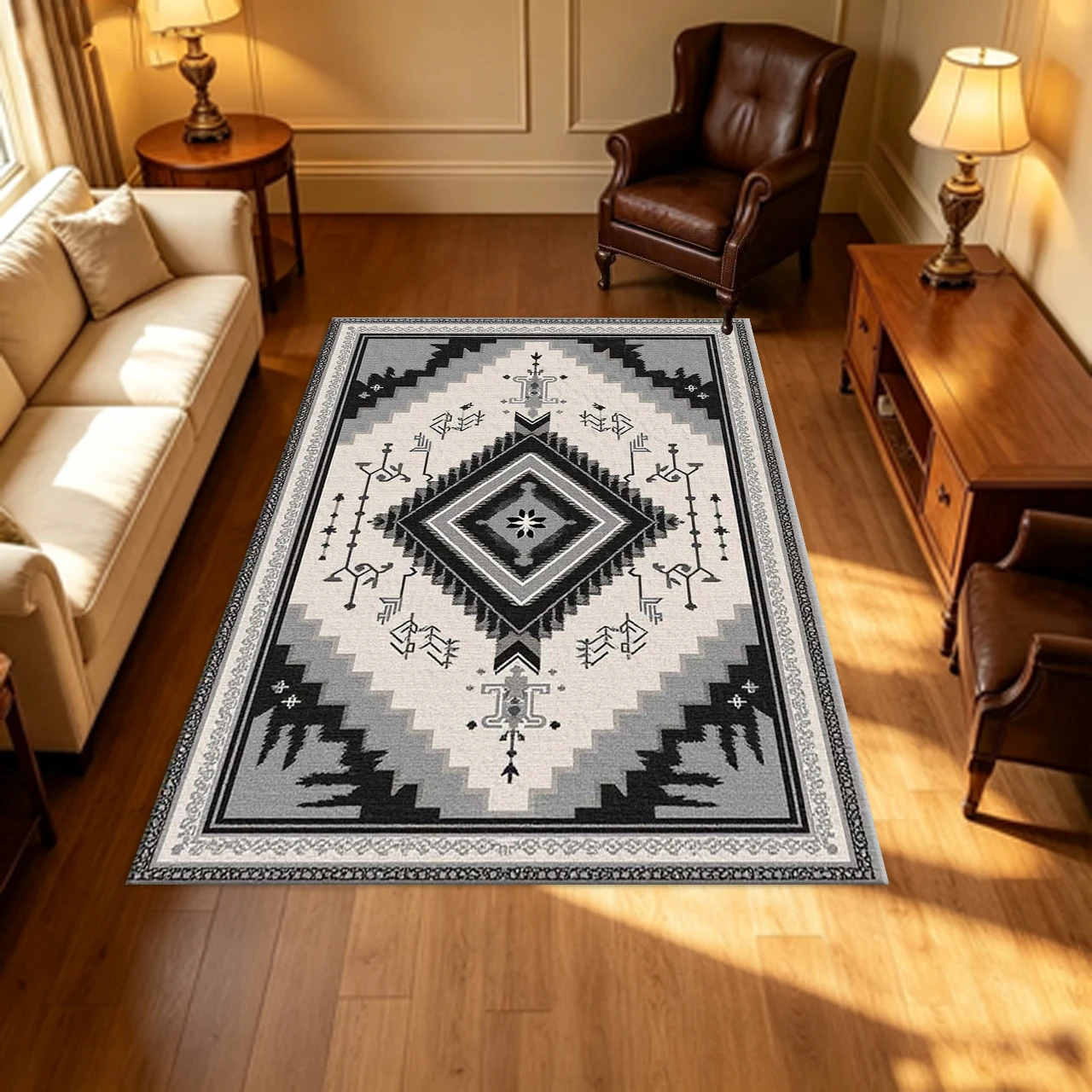 Southwest Native Geometric Carpet Flooring Retro Ethnic Home Living Room Bedroom Area Rug Indoor Household Floor Decoration