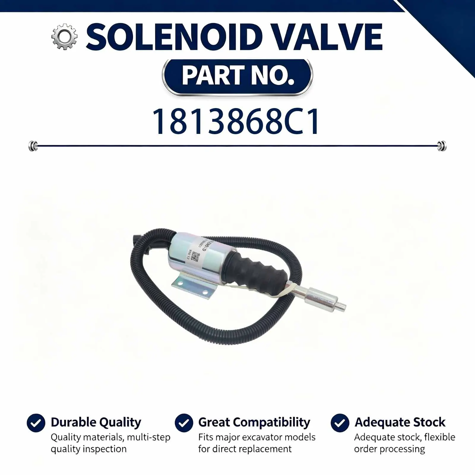 12V Solenoid valve 1813868C1 Compatible for  International Navistar DT466 DT360