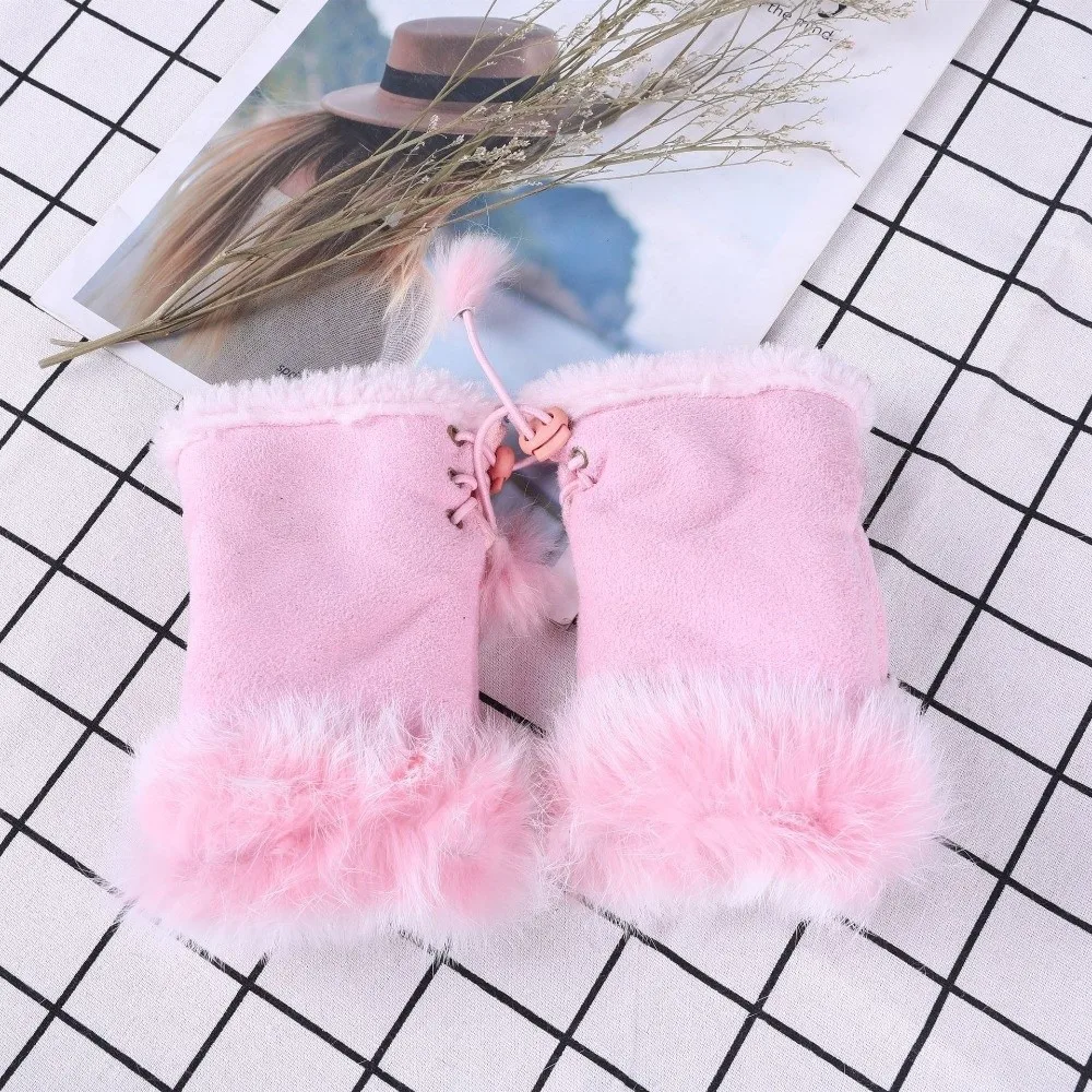 Y2K Suede Leopard Print Gloves Plush Soft Stretch Warm Fingerless Mittens Thicken Windproof Wrist Warmers Cycling