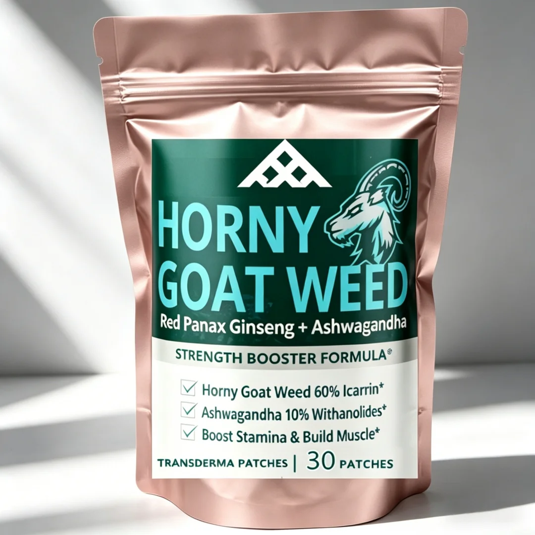 30 Patches Horny Goat Weed Transdermal Patches With Tribulus Terrestris, Panax Ginseng Maca Root Energy Booster, Memory Support