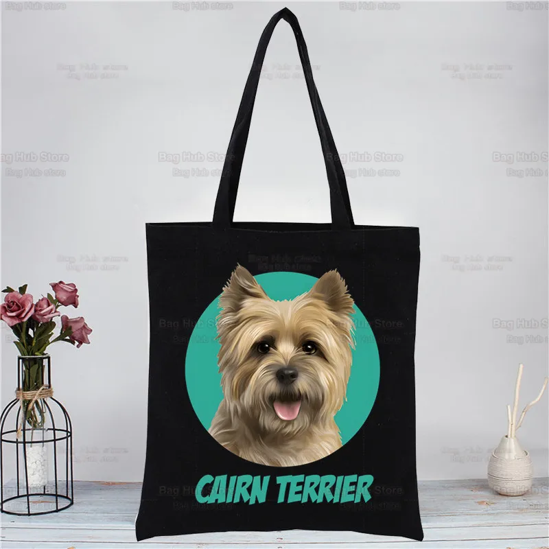 A vida é melhor com uma Sacola Cairn Terrier para as Mulheres, Bolsa de Compras Eco, Bolsa de Ombro Grande, Bolsa de Compras Dobrável