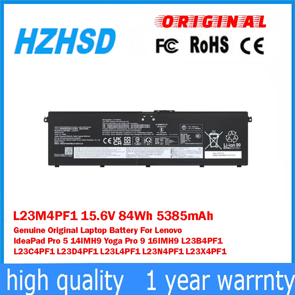 

L23M4PF1 15.6V 84Wh 5385mAh Genuine Original Laptop Battery For Lenovo IdeaPad Pro 5 14IMH9 Yoga Pro 9 16IMH9 L23B4PF1 L23C4PF1
