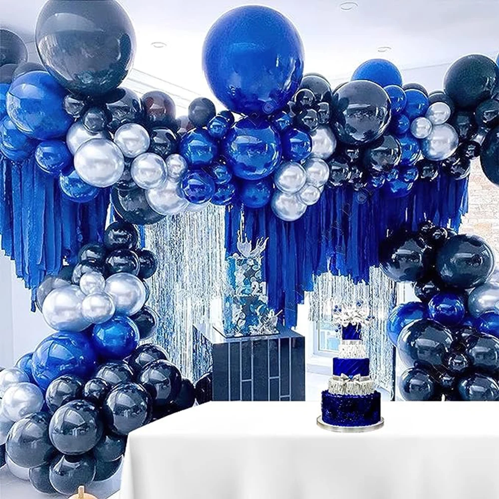 Blue Balloon Kit Royal Blue Silver Latex Balloons Garland Arch Birthday Party Wedding Graduation Baby Shower Decoration Globos