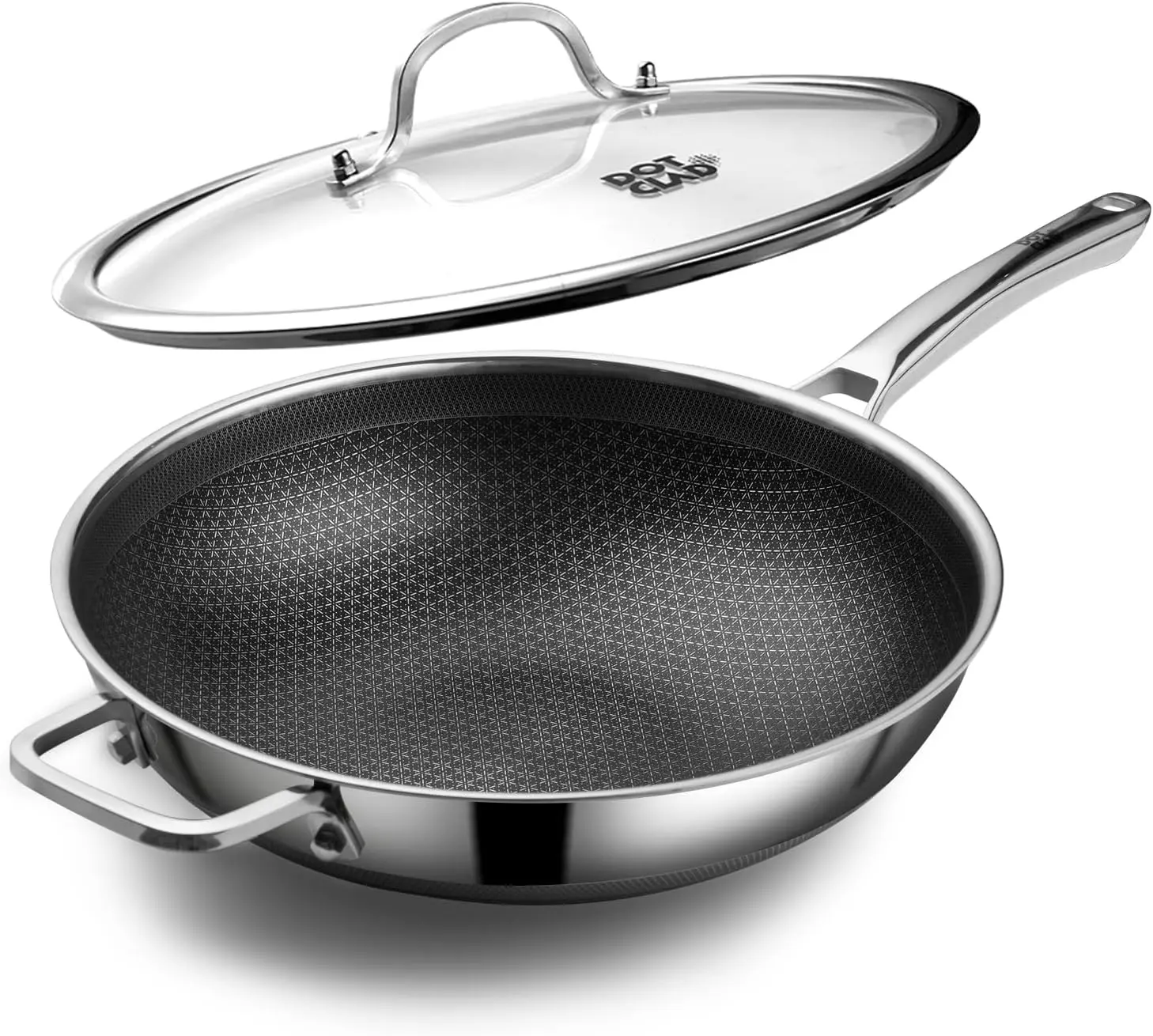 

12-Inch Non-Stick Wok Pan with Lid, PFOA-Free Stainless Steel Cookware, Dishwasher & Oven Safe for Induction Stoves