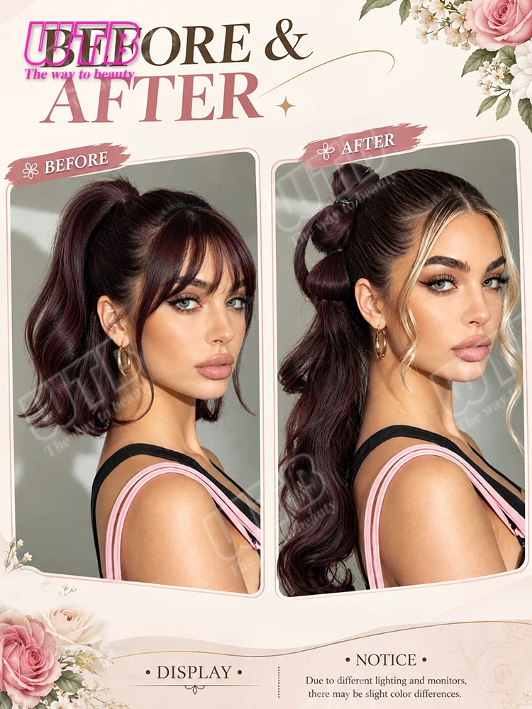 Bow Style Ponytail Wig Hairpiece Synthetic Wig Claw Clip Curly Side Ponytail Hair Extension Womens Holiday Prom Wedding Styling