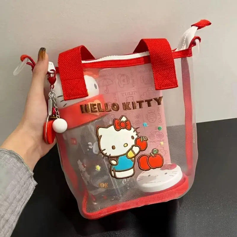 

Новая сетчатая сумка Hello Kitty, портативная сумка через плечо большой вместимости, легкая сумка-тоут для плавания, пляжа, путешествий, сумка для хранения, подарок