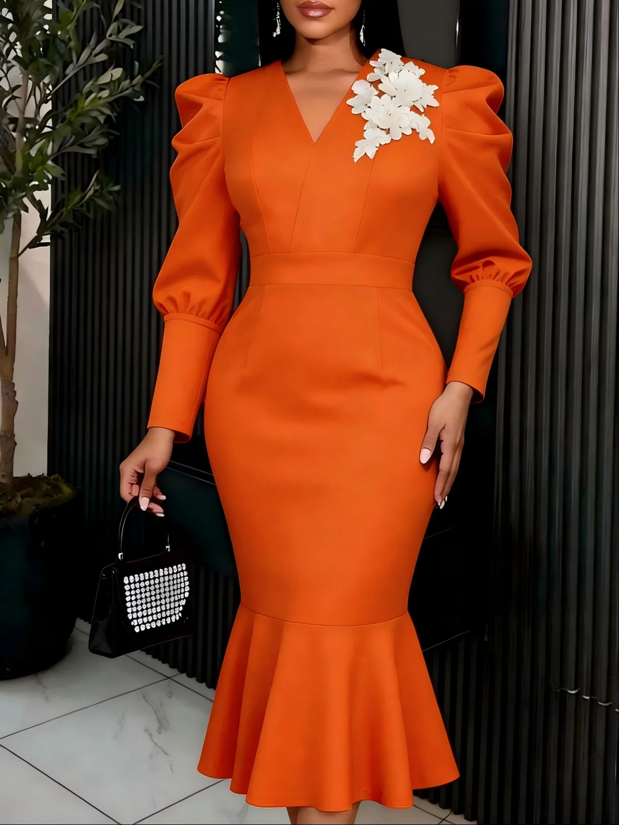 Long evening dresses Women casual elegant party dresses three dimensional floral prom dress gathered sleeves summer dress hxy307