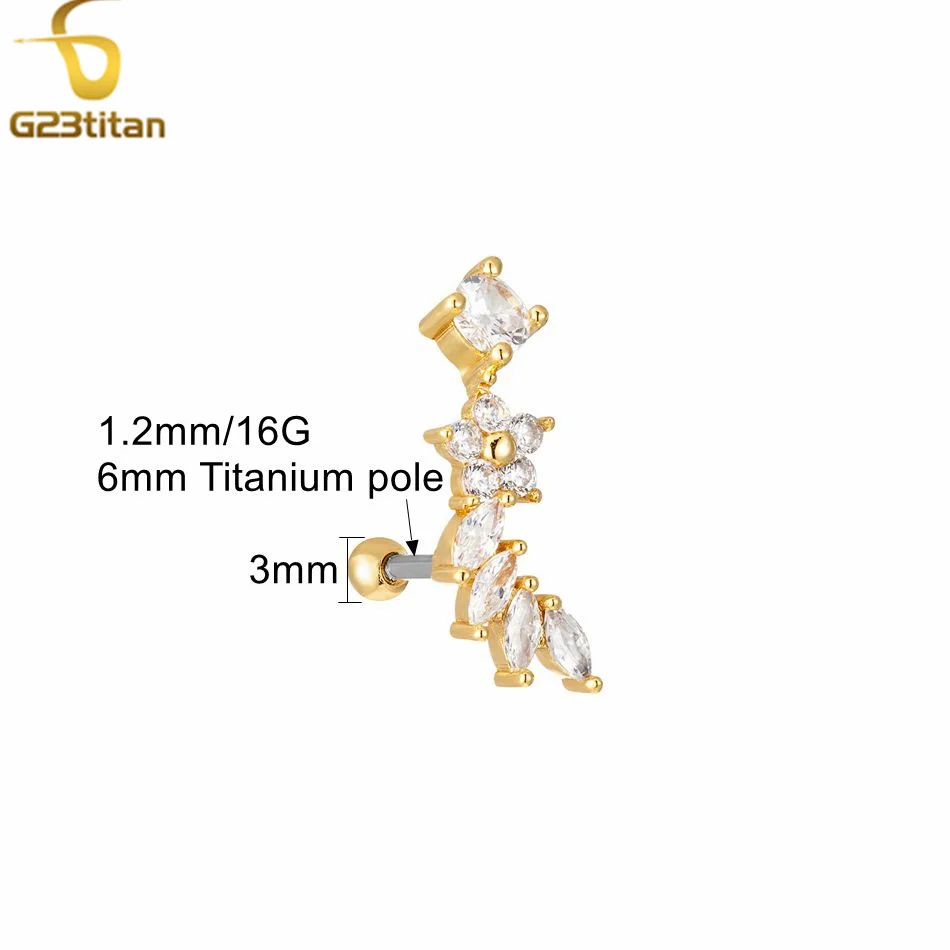 16G Titanium Pole Ear Stud For Women Men Fashion Shiny Classic Zircon 3 Color Anti Allergic Piercing Stud Earrings Jewelry Gifts image 5