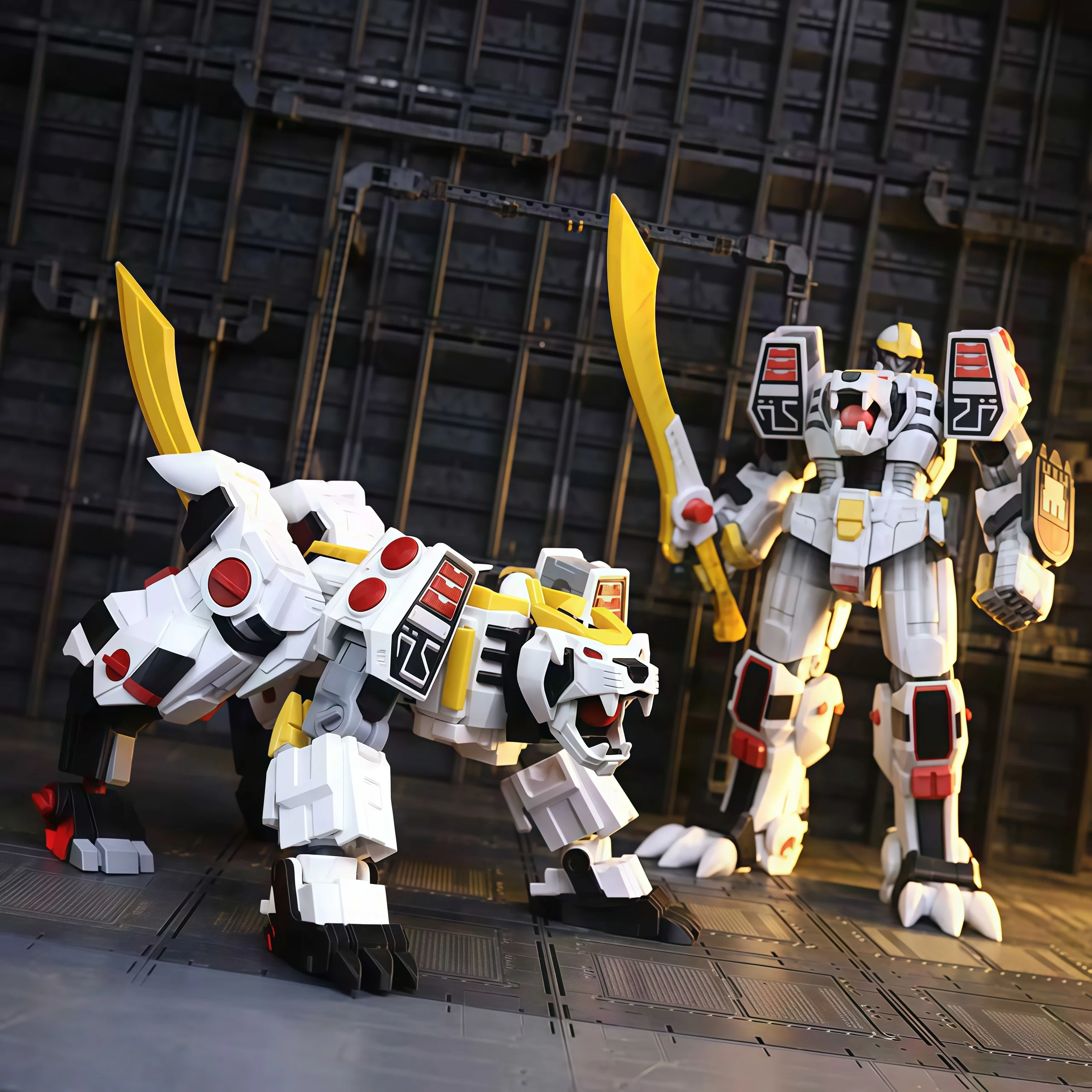 Esquadrão de dinossauro com impressão 3D, tigre branco, forma de fera, modelo de robô, brinquedo de montagem para meninos, presente de aniversário, formato mech colecionável