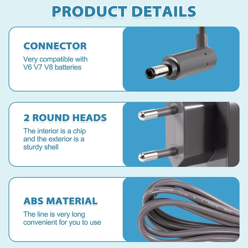 Carregador 26.1v para aspirador de pó dyson v6 v7 v8 sv03 sv04 sv05 sv06 sv07, dc59 dc58 dc62 dc60 dc61 dc72 dc74 plugue da ue