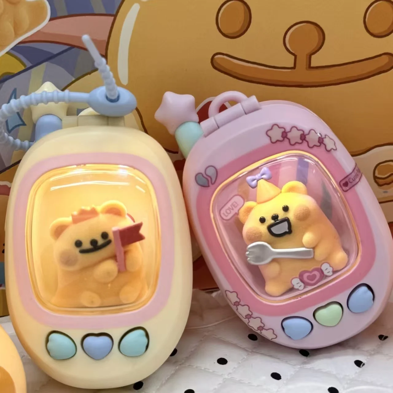 

In Stock Call Me Series Pendant Blind Box Mini Beans Storage Case With Light Cute Portable Phone Style Collectible Toy Holder
