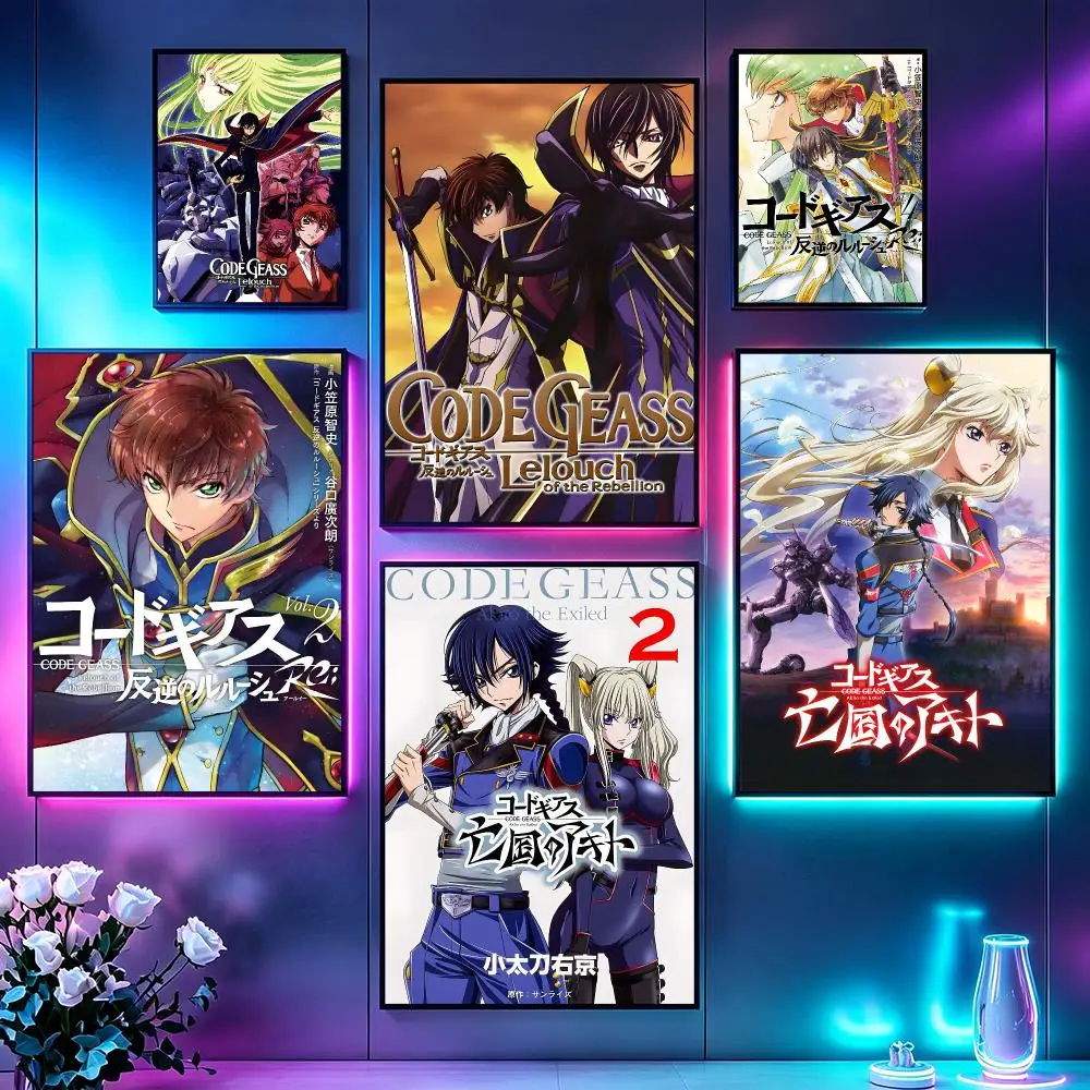 Anime Code GeassS Poster Poster Sci Fi Cyberpunk HD Self Adhesive Wall Print Futuristic Home Game Room Decor Gift