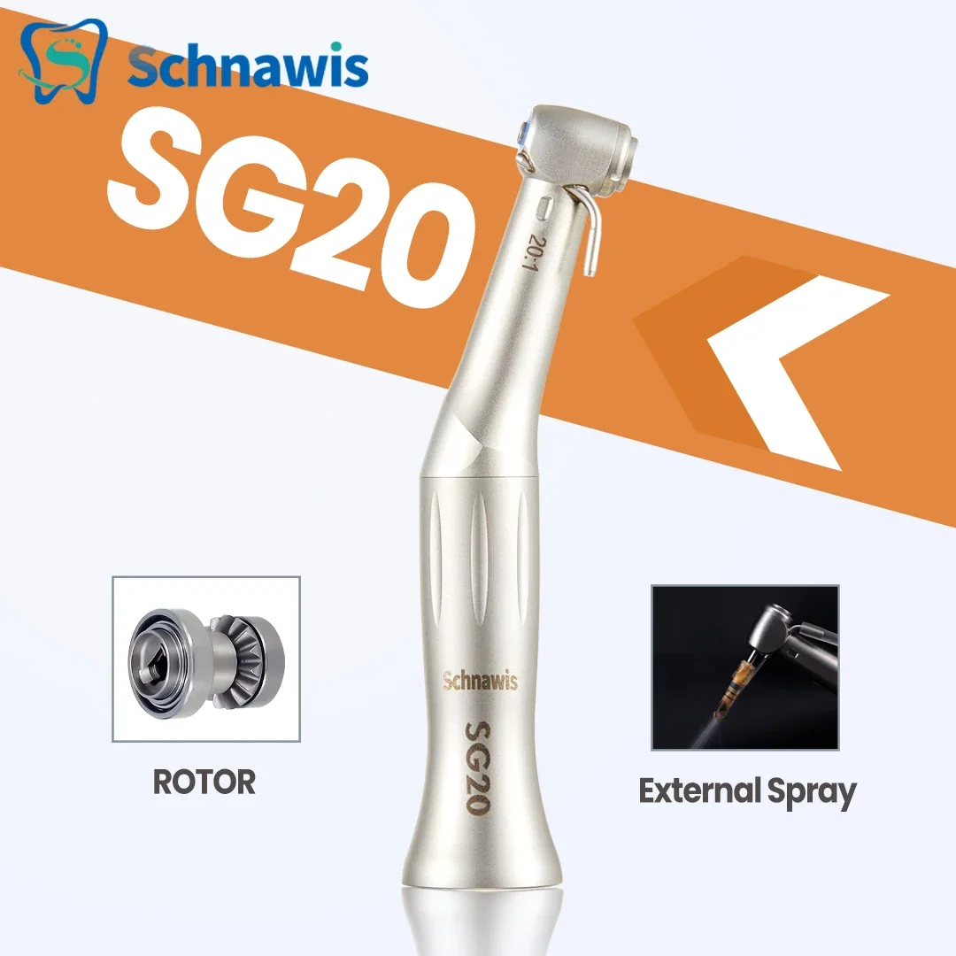 Dental 20:1 SG20 Contra Angle Slow Low Speed Handpiece Fit to Dental Implant Motor for 2.35mm Burs E-Type with Stainless Steel