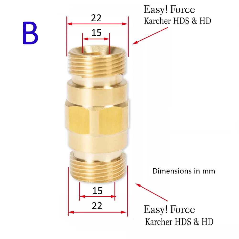 Pressure Washer Brass Connector Fitting Car Washer Adapter Connection for Karcher HD HDS Easy Force Spray Gun Lance Hose M22