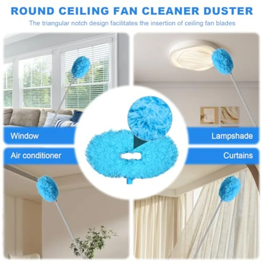 Ceiling Fan Cleaner Duster - Adjustable Duster with Extension Pole, Dusters for Cleaning Fan Blade, Walls and Cobweb Blue - view 5