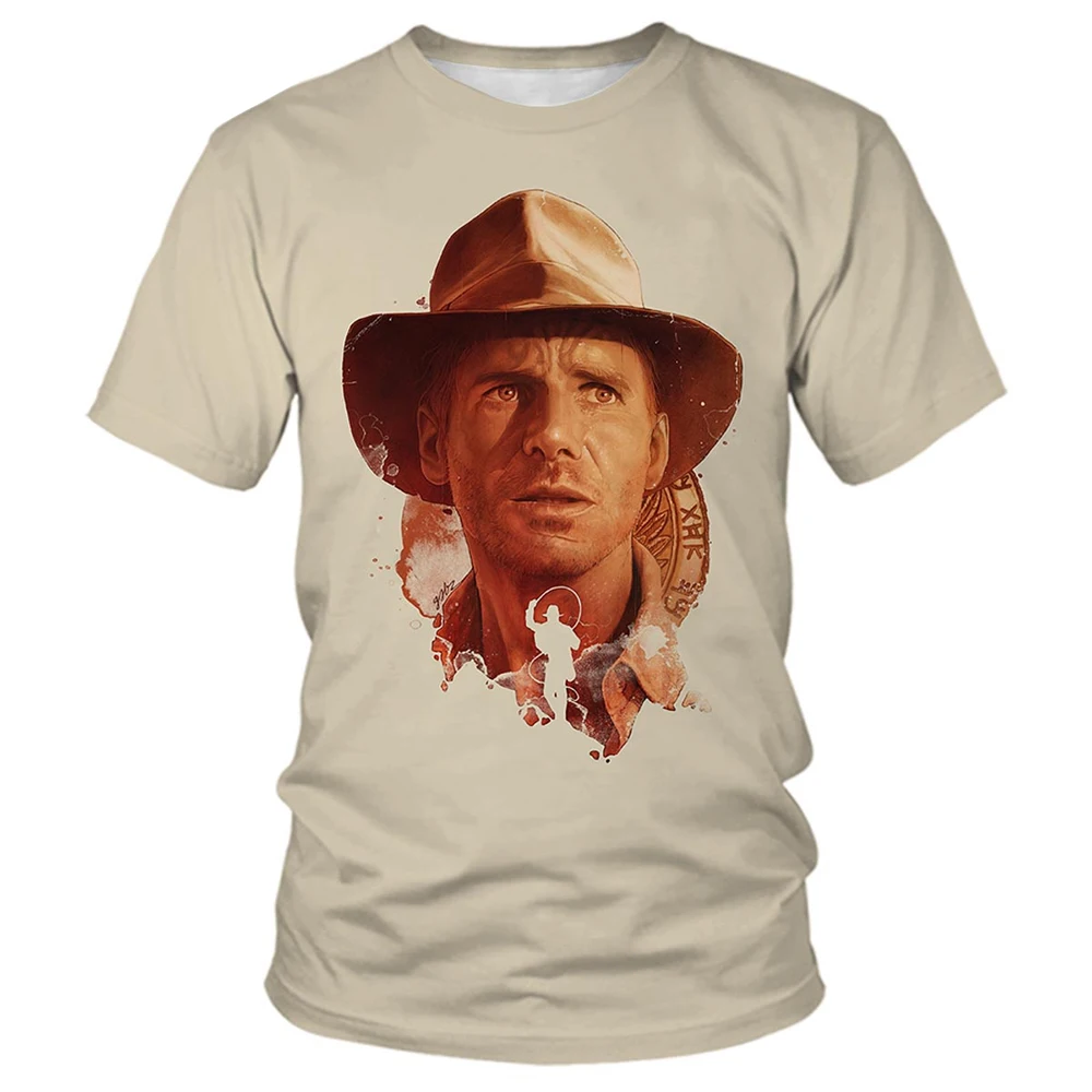 Indiana Jones Movie 3D Print Summer T-Shirts Men Women Casual Fashion Oversized Short Sleeve T Shirt Male Tees Tops Man Clothing