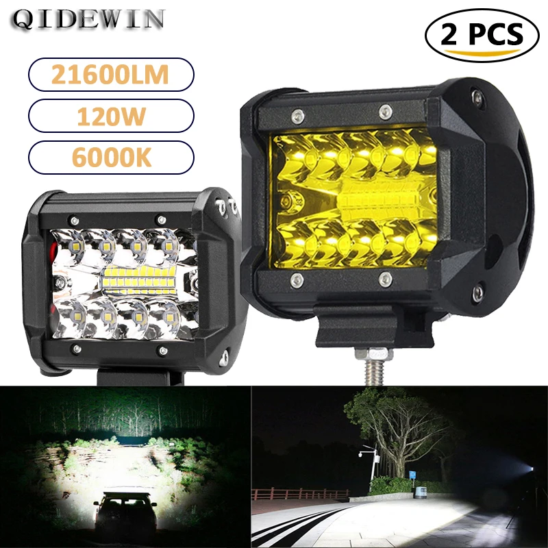 

120W Led Lights for Vehicles Work Light Super Bright Dome Light High Power Spotlights 2PCS Off-road And Utv Accessories Lamp