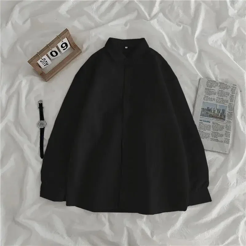 11-kolorowe koszule damskie Vintage Solid Office Lady Baggy Streetwear Odzież Harajuku Temper Minimalistyczny Casual Daily Basics 2023