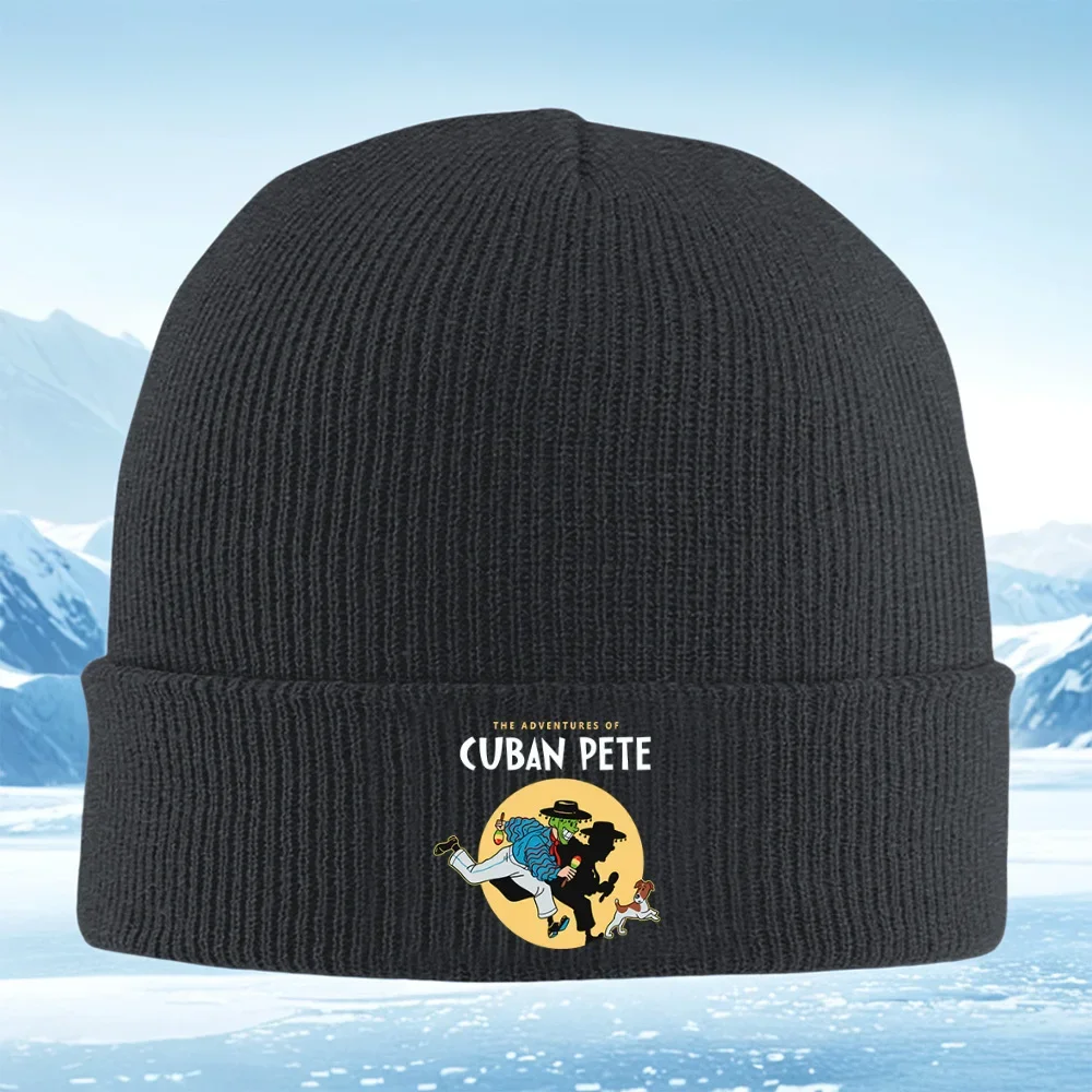 Gorro de punto unisex 2026 Cuban Pete Dancing Dog Shadow Maracas para hombre y mujer, gorro tipo beanie, gorro de invierno térmico cálido para Navidad y actividades al aire libre