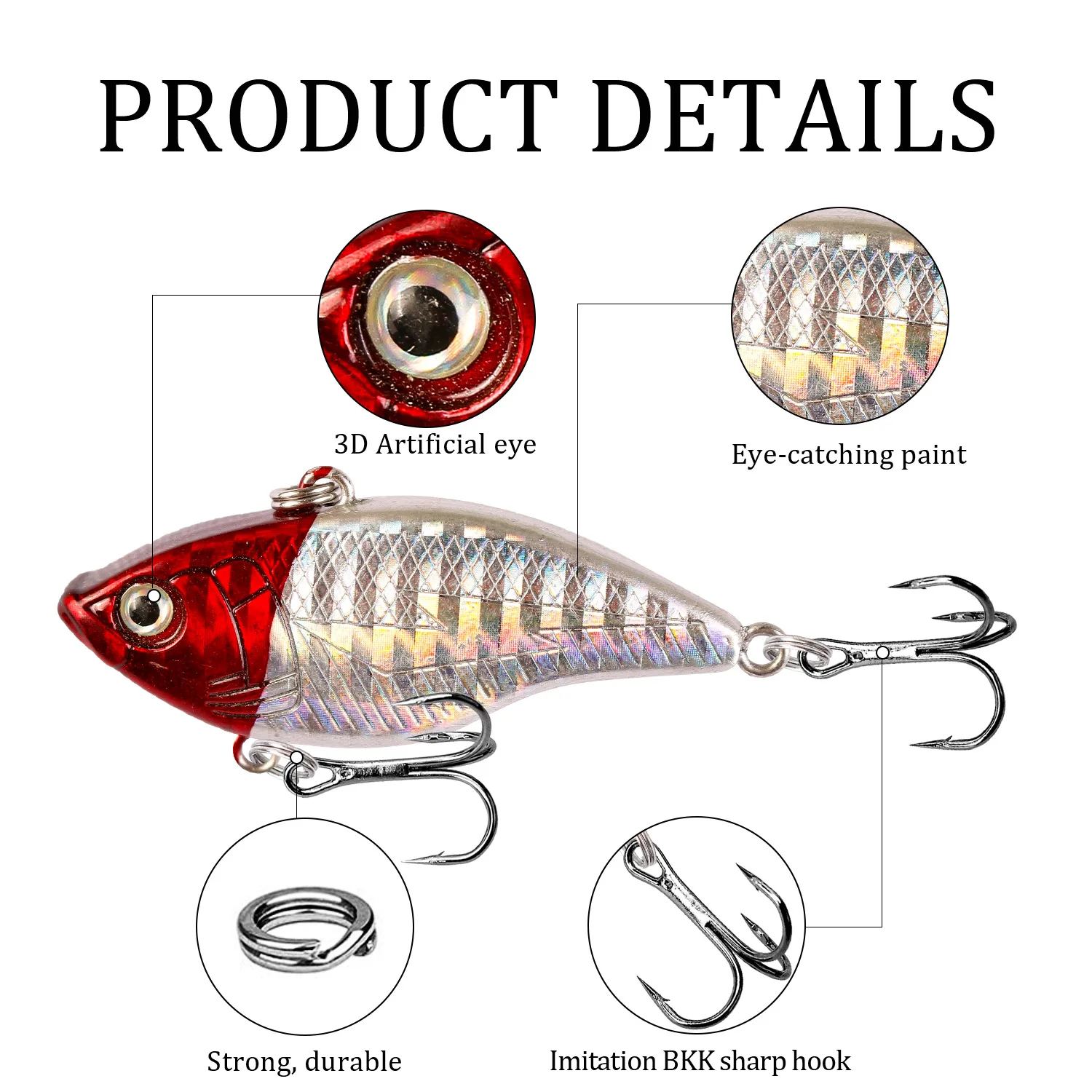 Lure Lure Ring Beads VIB Bait 5cm/14.5G Laser Tossing Plastic Hard Bait Bionic Lure Fishing Gear Wholesale image 3