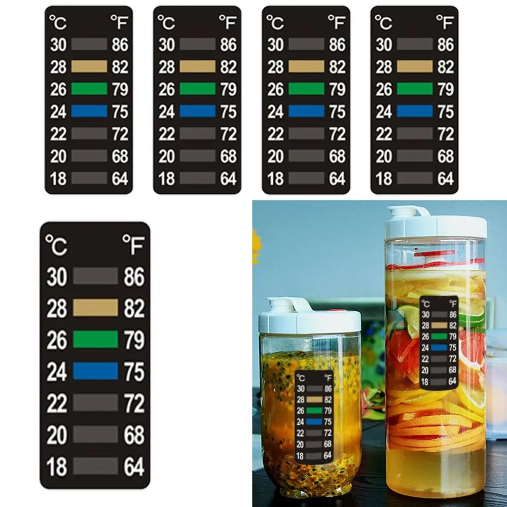 5Pcs Dual Scale Digital Fish Tank Thermometer C/F Discolor Color Changing Aquarium Number Sticky 4-36 0-50 Easy To Read
