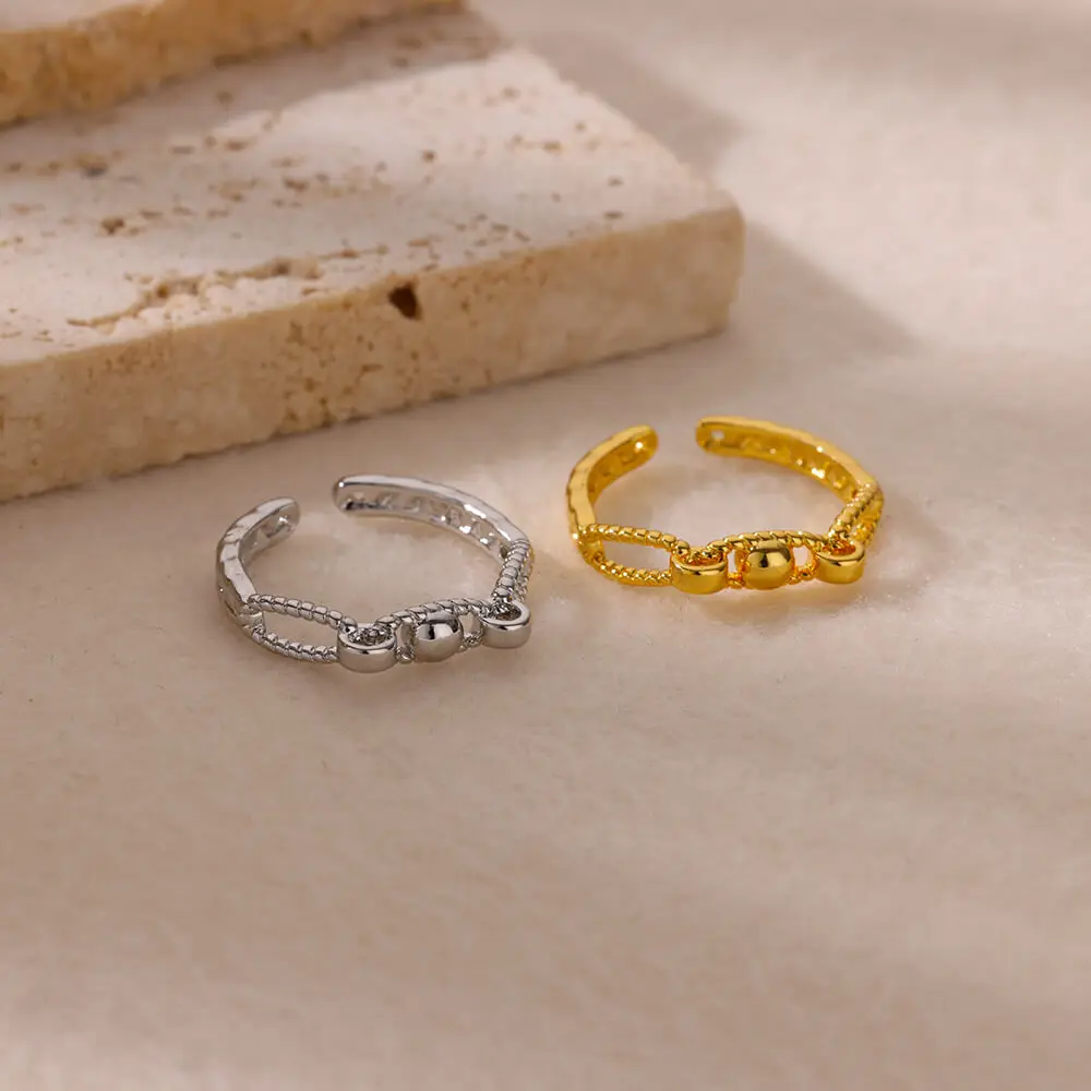 Opening Aesthetic Rings for Women Waterproof Gold Color Stainless Steel Ring Couple Wedding Jewelry Finger Accessories anillos