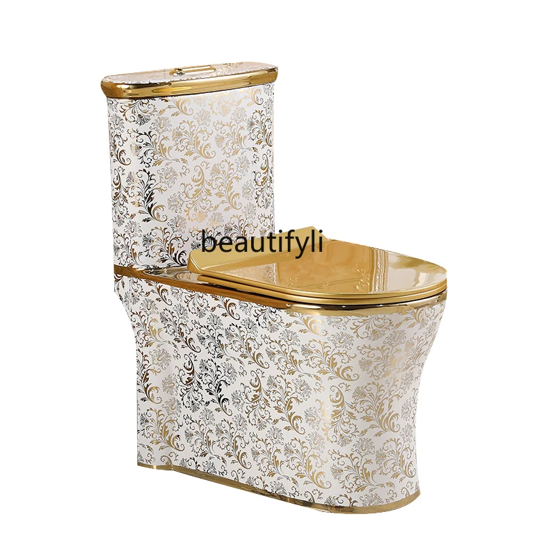 

European Style Household Gold Toilet Creative Flush Bidet Water-saving Siphon Anti-odor
