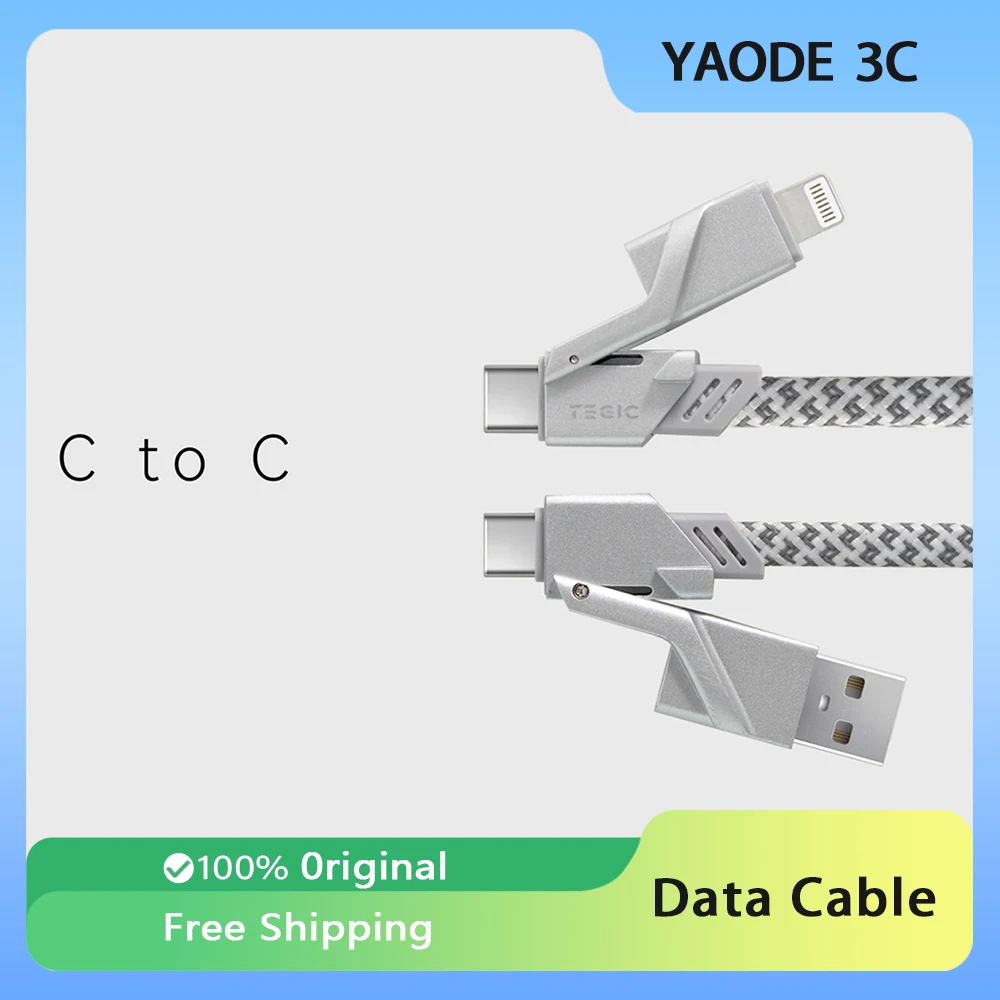 TEGIC 4-in-1 PD Fast Charge Data Cable 100W Double Type-c Multi-function Charging Cable To Lightning for IPhone15/14 Accessories