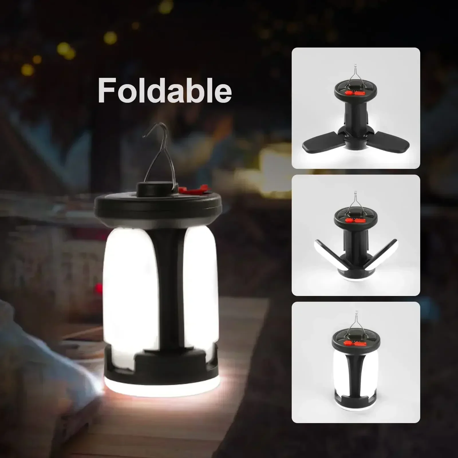 Solar Camping Lights USB Rechargeable Outdoor Lighting Portable LED Emergency Night Market Lights Waterproof Foldable Tent Lamp