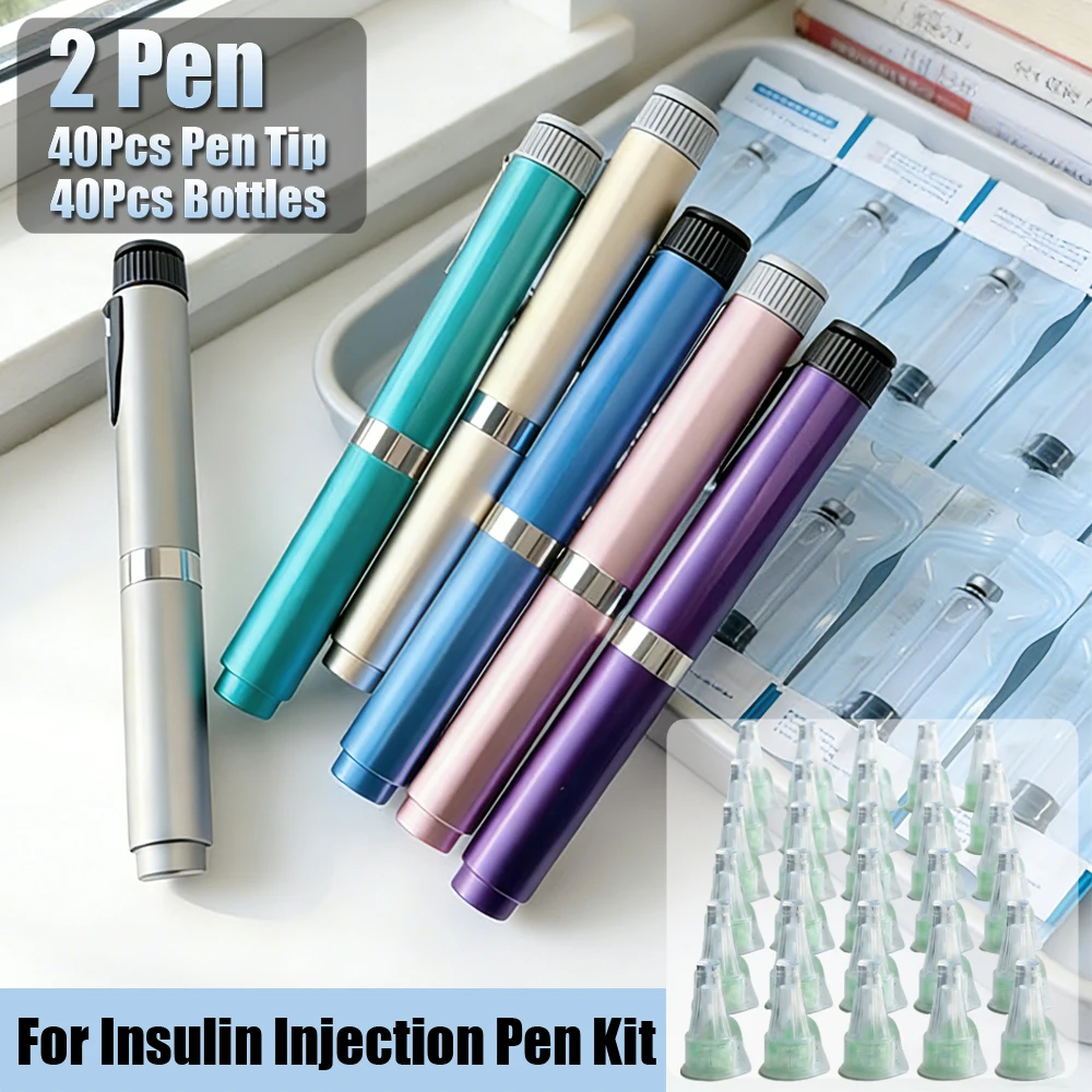 

Medical Aesthetics Set 2Pcs Magic Pen 40Pcs Empty Cassette Bottle + 40Pcs Pen Tip for Universal Insulin Cartridges Injection Kit