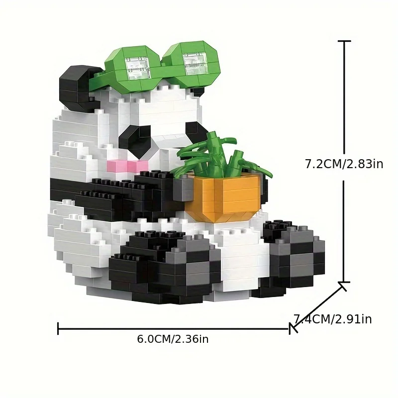 6pcs Cute Panda Building Blocks Creative Series Assembled Educational Toy Model Decoration Birthday Christmas Gift