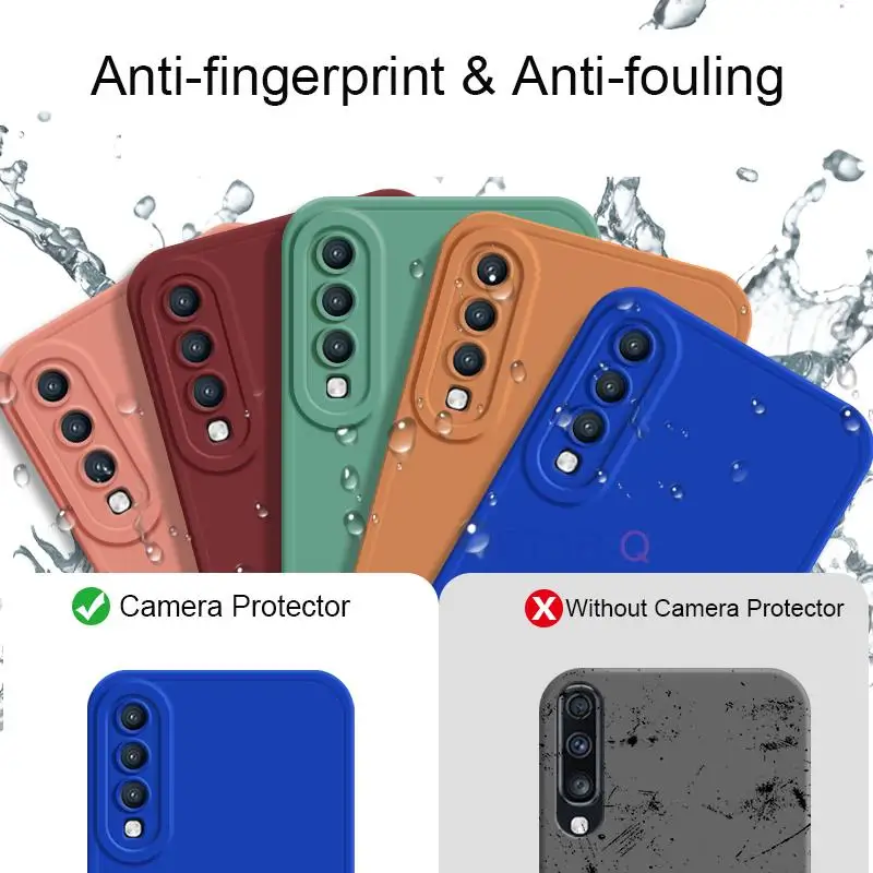 A50 70 30 Camera Protection Liquid Silicone Case For Samsung Galaxy A50 A70 A30 2019 Klein Blue Matte Cover A50S A30S