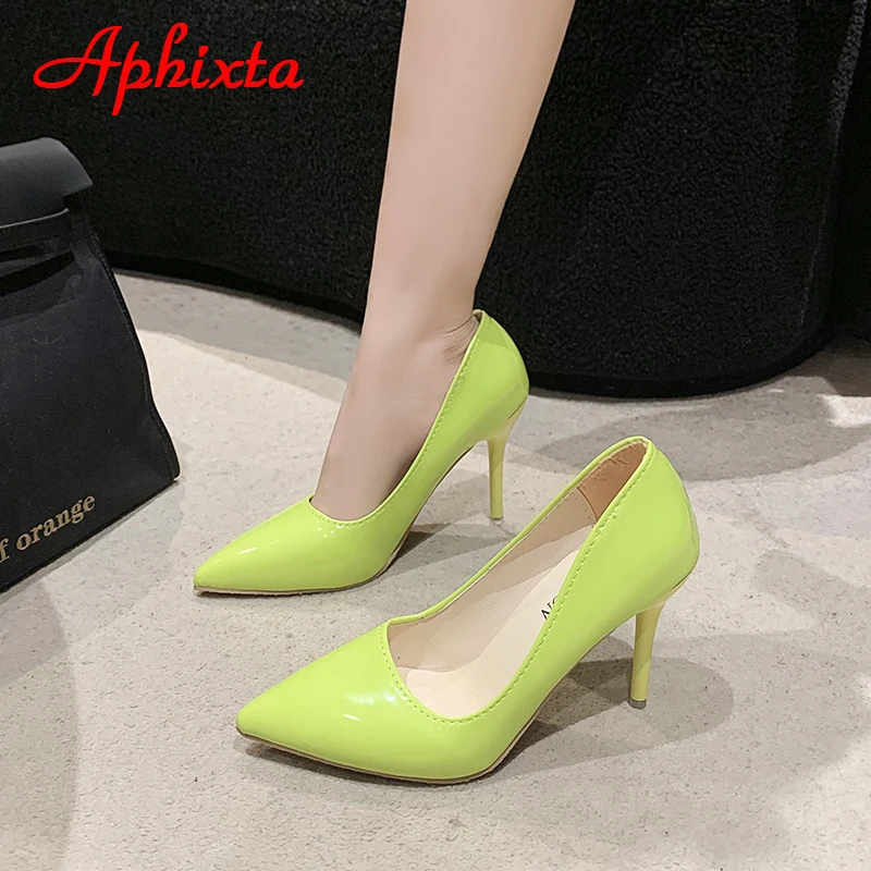 Aphixta 2024 Fluorescent Green Multi-coloured 10cm Super High Stiletto Heels Pumps Women Shoes Pointed Toe Party Big Size 49 50