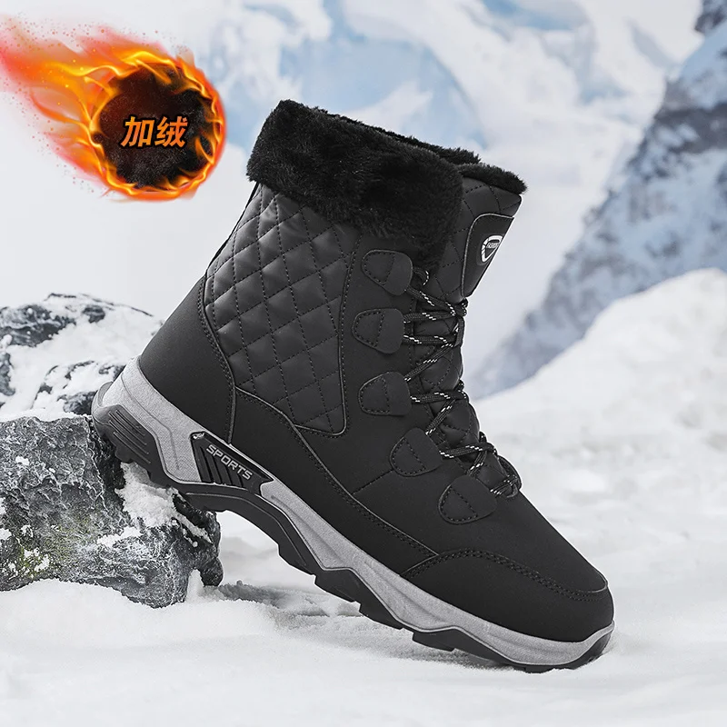 2024 New Women and Men Snow Boots Thermal High Top Outdoor Boots Comfortable Wear-Resisting Hiking Shoes Non Slip Walking Shoes image 2
