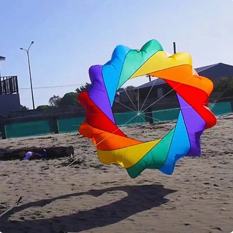 Anillo de calcetín de viento giratorio de serpiente de 2m, línea de cometa de lavandería, espectáculo inflable, cometa de línea cuádruple, manijas de cometa, surf de viento