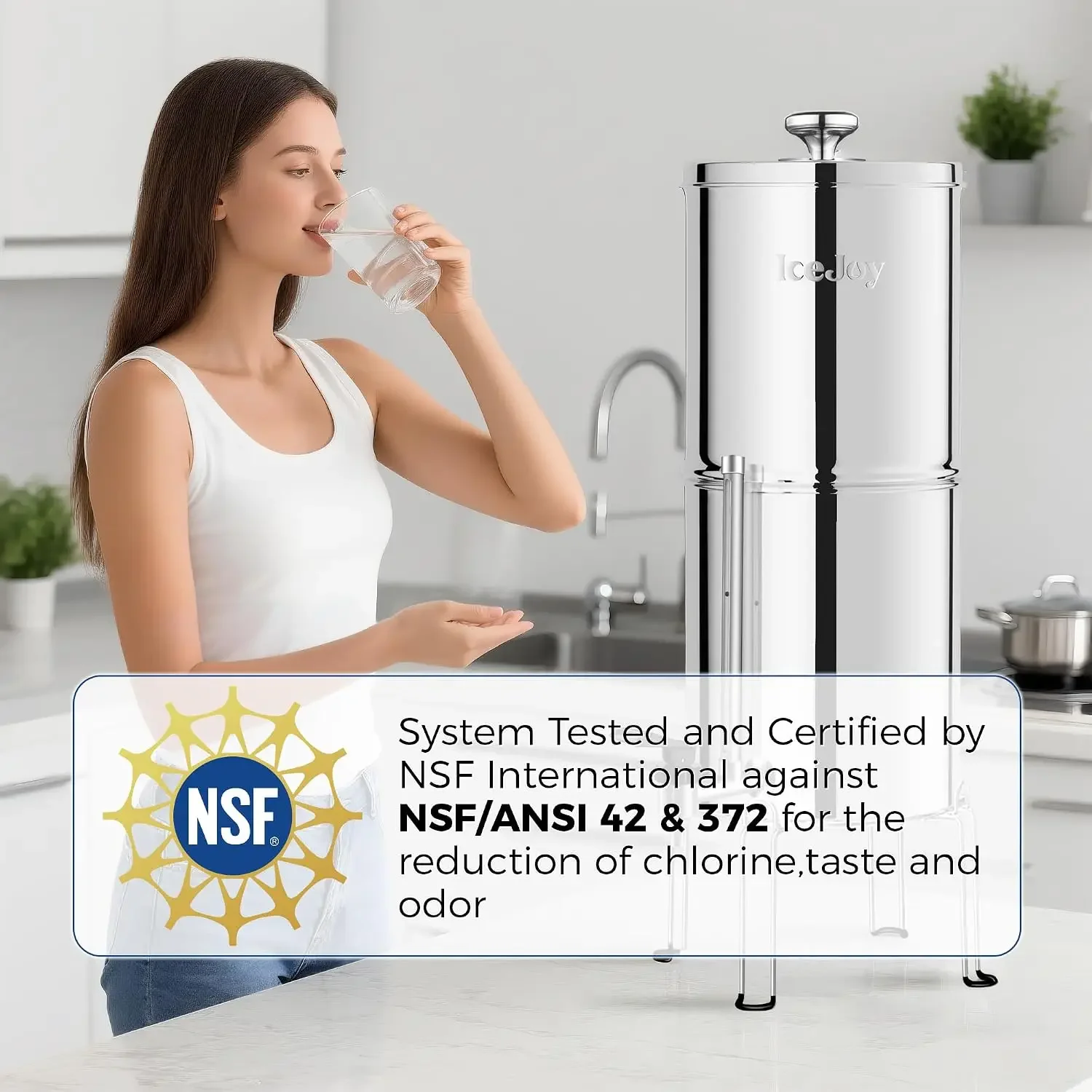 US Shipping Brand new  Ultra-Filtration Gravity Water Filter System, Stainless Steel Countertop Purifier, NSF/ANSI 42 Certified,