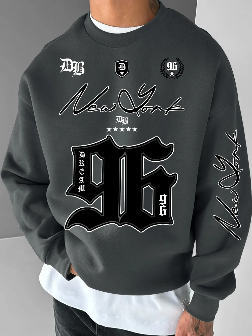 تي شيرت رجالي أوروبي وأمريكي موضة جديدة للخريف 96 مطبوع مريح ناعم بأكمام طويلة تي شيرت خارجي للشارع #2