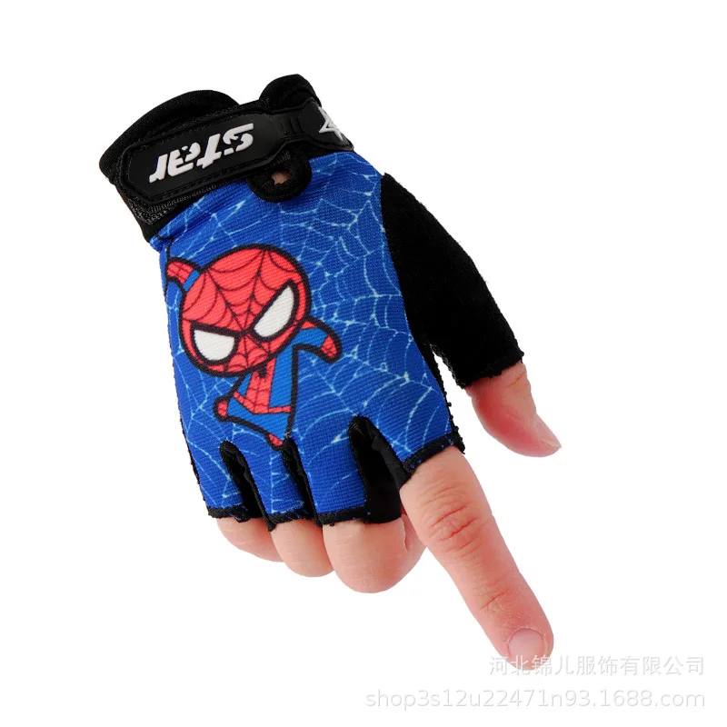 Disney Marvel Children\'s Half Finger Gloves High Elasticity Breathable Roller Skating Riding Fitness Gloves