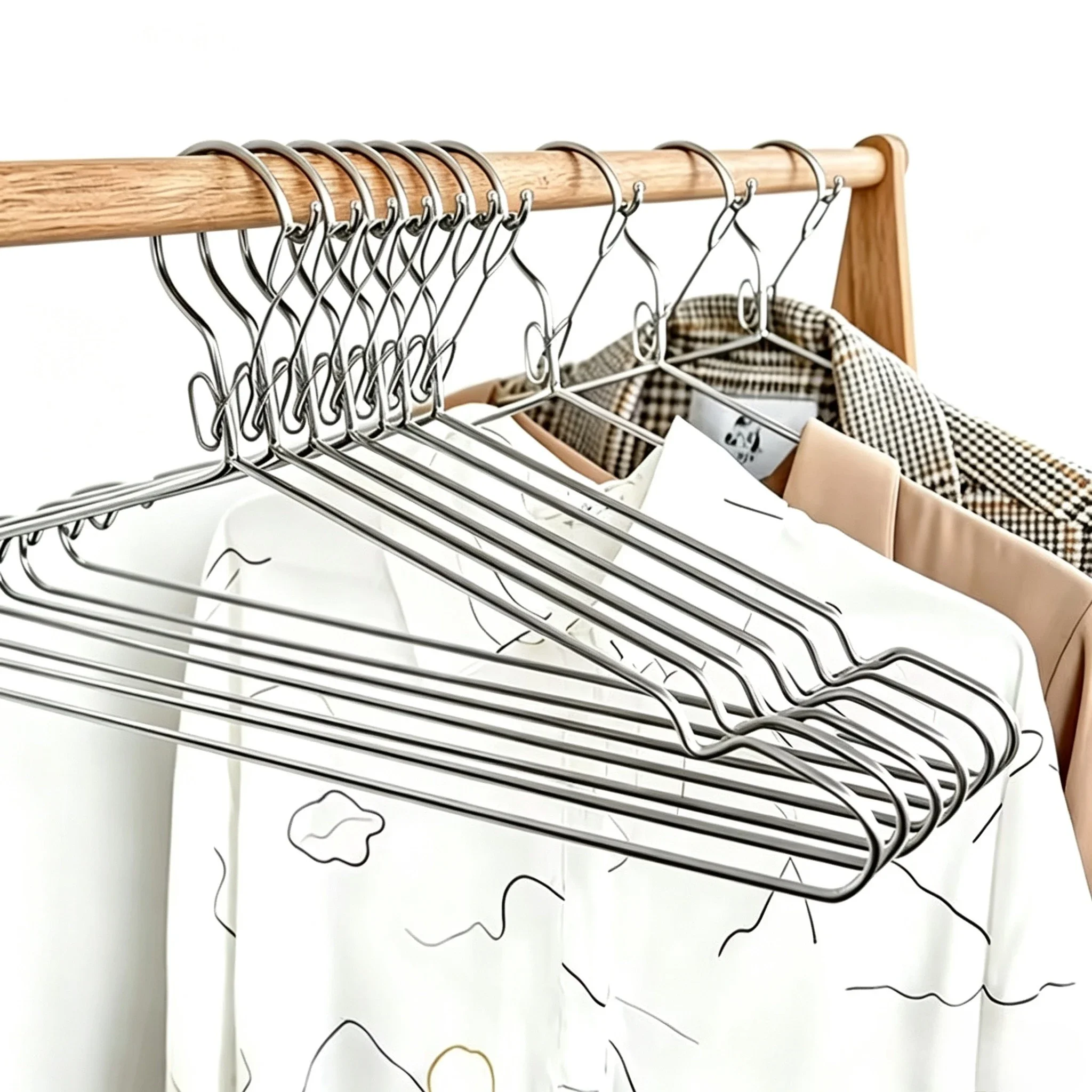 3.2mm Slim Space Saving Clothes Hangers,Windproof Lockable Stainless Steel Hanger for Closet RV,Sturdy Wire Clothes Organizers