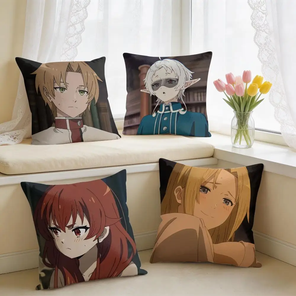 M-Mushoku T-Tensei Anime Cushion Cover Square Short Plush Pillow Case Living Room Sofa Home Decor Funda 40X40