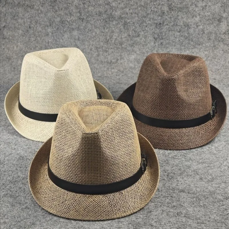 Unisex Summer Small Size Structured Straw Jazz Fedora Sun Cap