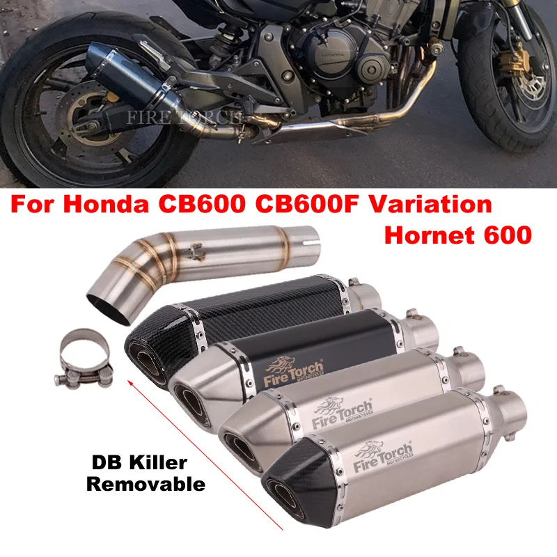 

Slip On Motorcycle Exhaust Escape Middle Link Pipe Muffler Moto DB Killer For Honda CBF600N CB600 CB600F Variation Hornet 600