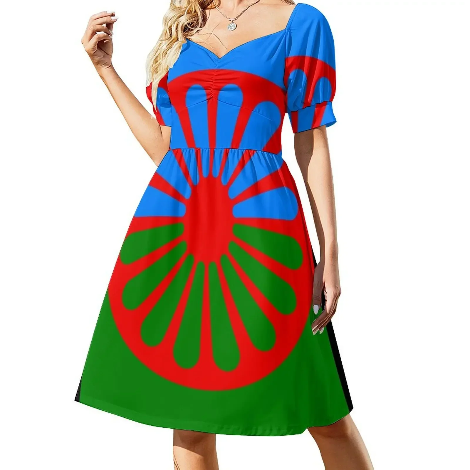 

Romani Flag Short-Sleeved Dress chic and elegant woman dress dresses summer woman 2025 Beachwear Dress