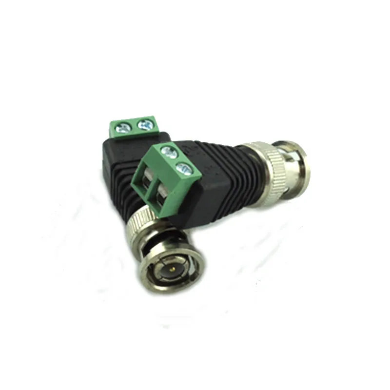 Adaptador de enchufe para cámara CCTV, conector BNC DC macho, Balun coaxial CAT5, accesorios de vigilancia de seguridad, H10, 100 piezas, venta al